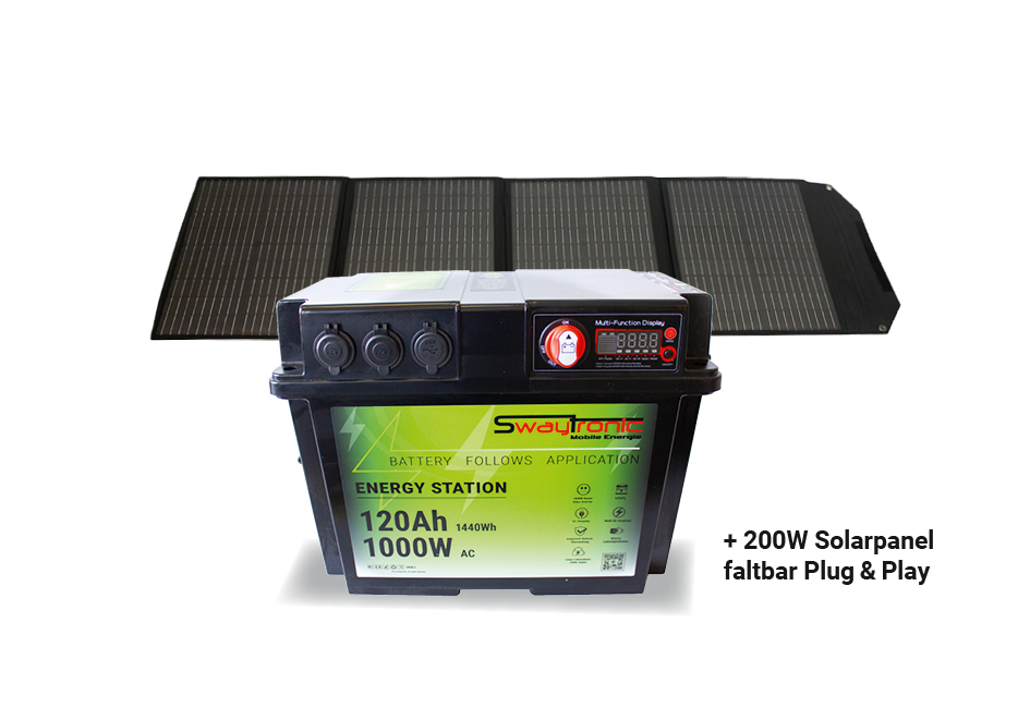 SWAYTRONIC - Energy Station 120Ah 1000W + 200W Solar