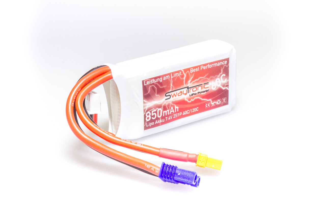 SWAY-FPV LiPo 2S 7.4V 850mAh 60C/120C XT30 / EC2