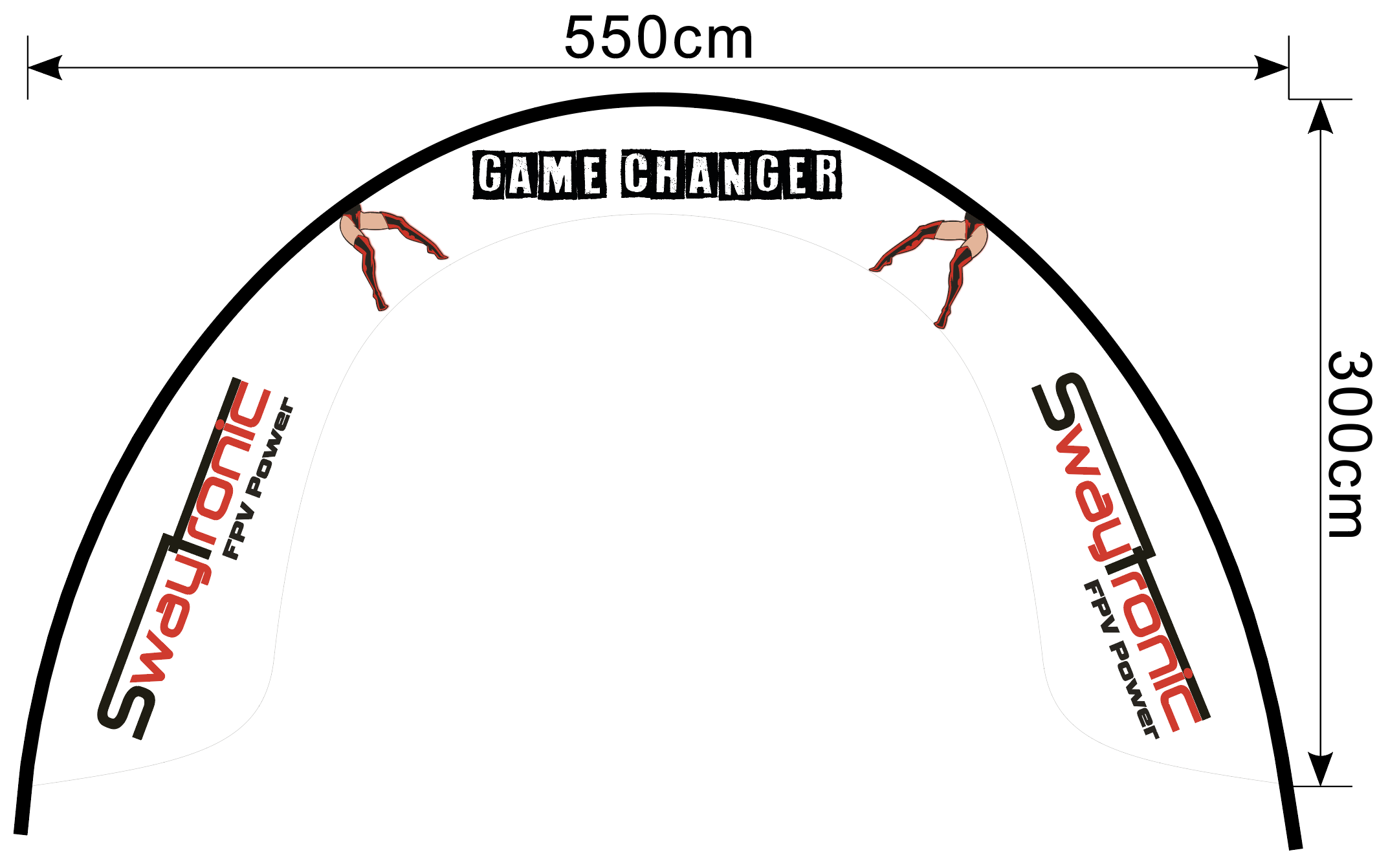 SWAYTRONIC FPV - Gate 550 x 300 GAME CHANGER Stoff