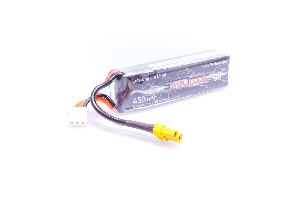 SWAY-FPV LiPo 2S 7.4V 450mAh 80C/160C XT30