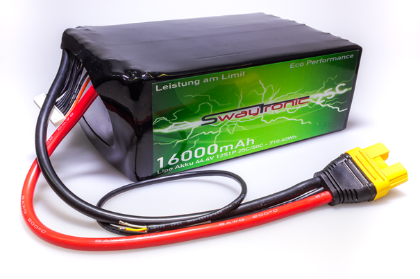 SWAYTRONIC LiPo 12S 44.4V 16'000mAh 25C/50C AS150U