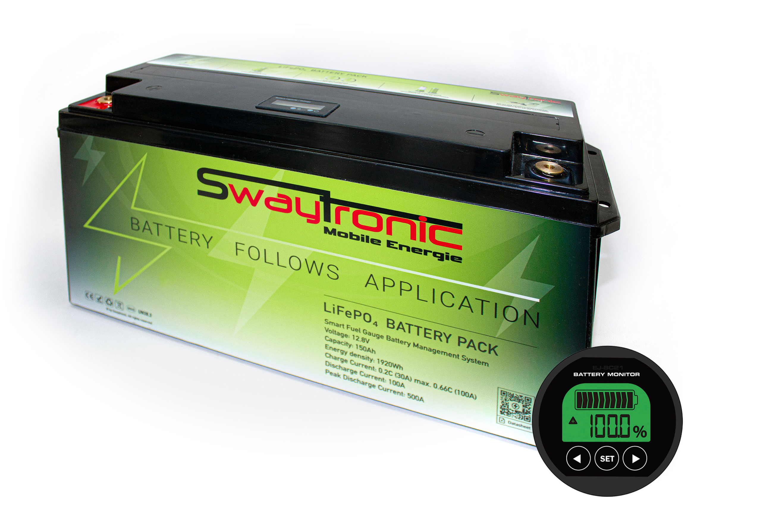 SWAYTRONIC Set LiFePO4 Speicherbatterie 12.8V150Ah